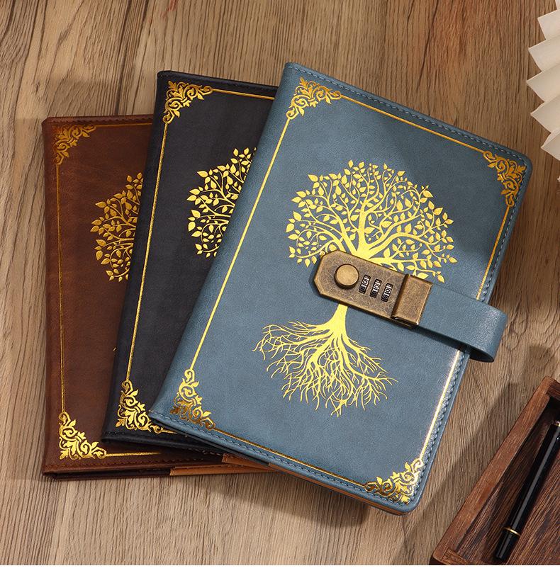 Set Regalo Quaderno Password A5 - Registro Riunioni d'Affari d'Ufficio & Diario Vintage con Logo Personalizzabile.