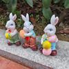 Easters Rabbit Sculpture Colorful Bunnies with Eggs Resins Figurine Statue Ornament for Home and Garden Decoration Gift