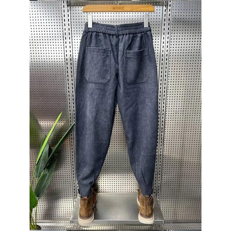 

Осень Зима Новые Утепленные Вельветовые Брюки Универсальные Стильные Свободные Повседневные Брюки Леггинсы для Мужчин L серый