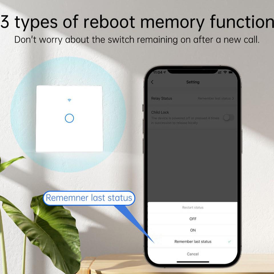 WiFi Touch Switch 120 Type: US/AU/BR Spec, 4-Way Alexa Voice-Controlled Smart Switch