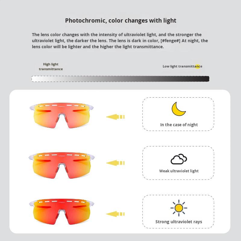 Transparent Color-changing Anti-UV400 TR90 Frame Pc Lenses Unisex Outdoor Cycling Sunglasses Wind Goggles Sports