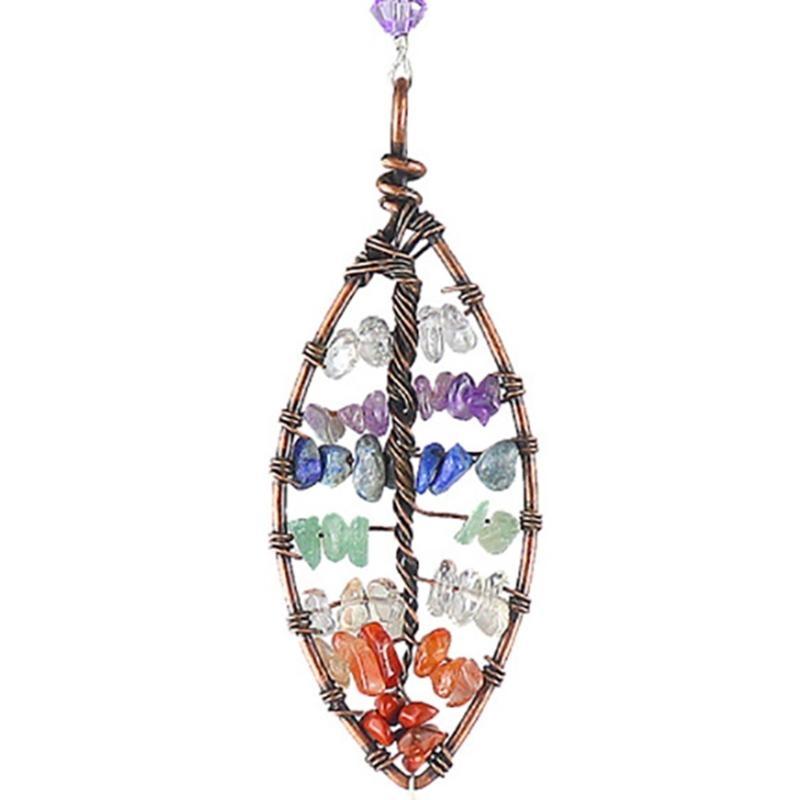 652F Colorful Tree Life Suncatchers Pendant Heart Hanging Ornament Christmas Decoration for Home Garden Window Car Room