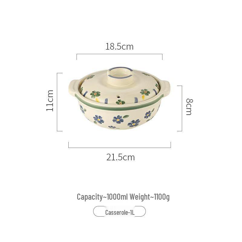 Japanese Hand-Painted High-Temperature Resistant Clay Pot for Soups, Rice, and Stews
