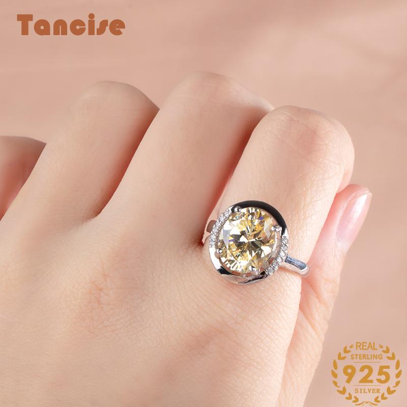 Tancise Classic  925 Sterling Silver Zircon Ring Ladies Jewelry Wedding Promise Party Gift