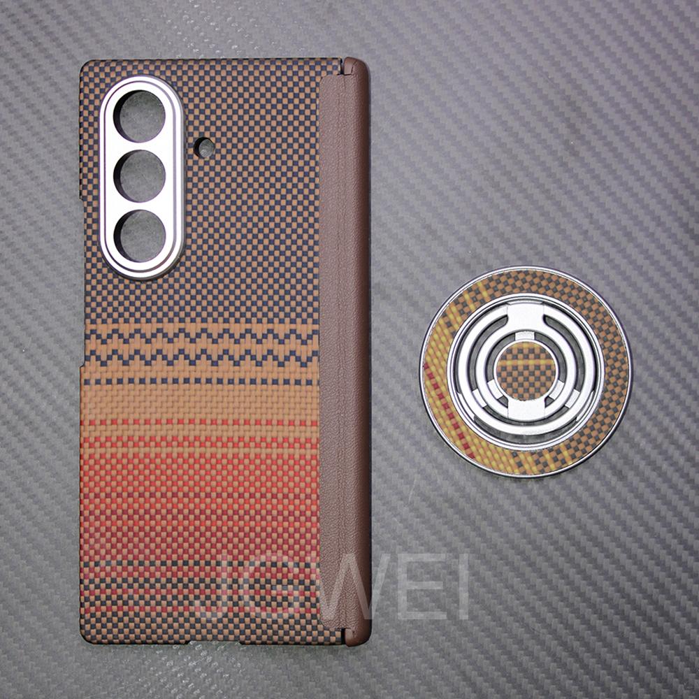 For Samsung Galaxy Z Fold 7 Carbon Case 600d Kevlar Aramid Fiber Fabric Ultra Thin Hard Cover Magnetic balckSlimlightred Premium