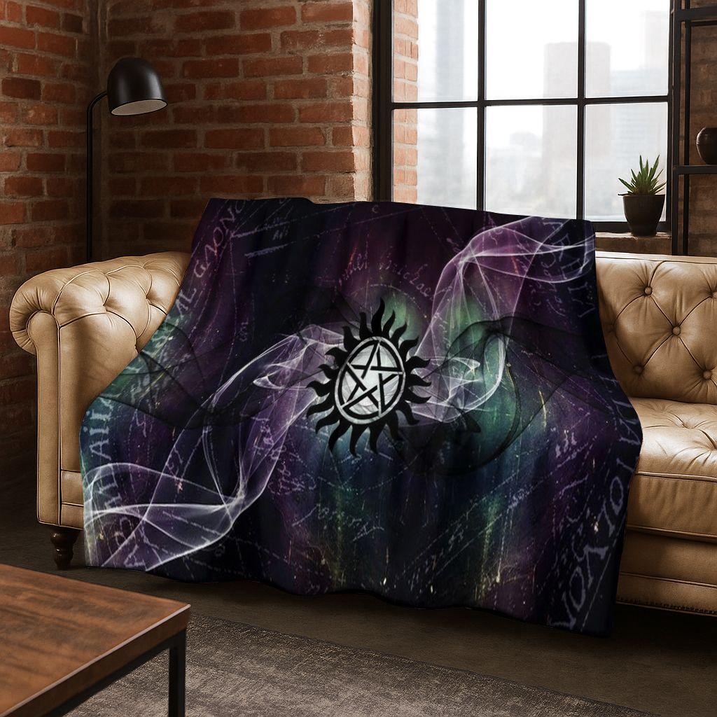 SPN Supernatural Dean Sam Winchester Castiel Flannel Blanket,Cozy Soft Throw Blanket for Home Bedroom Bed Sofa Cover Kids Gift