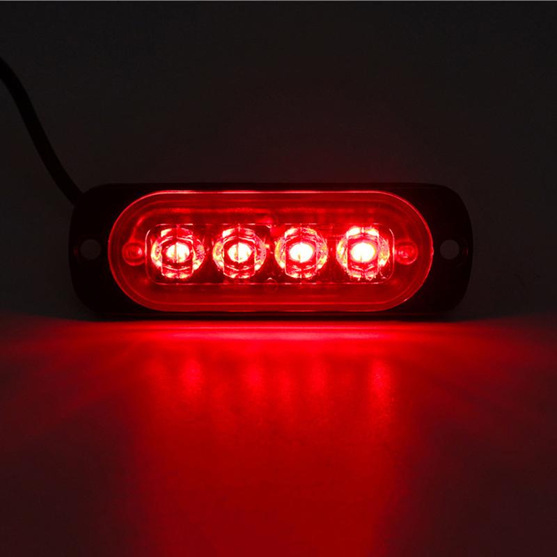 4Led Car Warning Light Grill Breakdown Light Car Truck Trailer Beacon Lamp Led Amber Side Light For Cars 12V - 24V