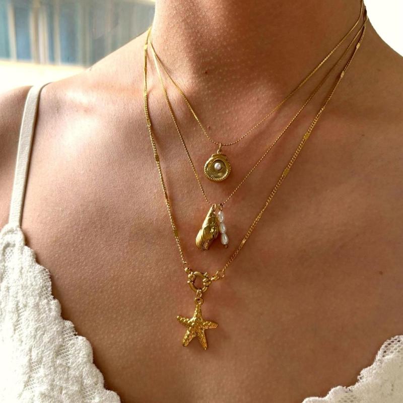 Minimalist Sea Inspired Adjustable Length Stainless Steel Necklace For Layering Stackable Jewelry Gift For Her