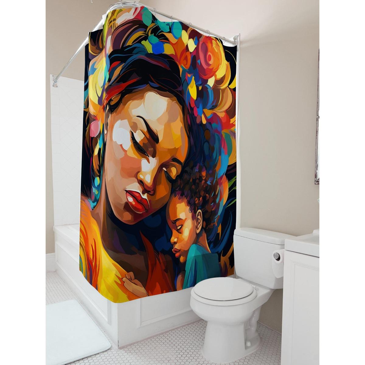 

Colorful Mother And Child Waterproof Shower Curtain W60H190(CM)-1 Pcs