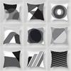 Black and White Gray Geometric Cushion Cover Living Room Office Sofa Pillow Cover Nordic Home Decoration Peach Skin Pillow Cover