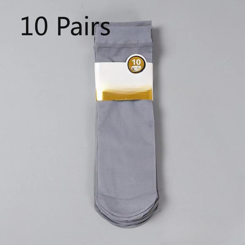 10 Pairs of Men's Summer Thin Wear Resistant Breathable Anti Hook Silk Tube Socks