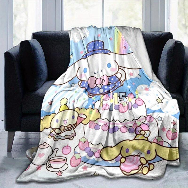 1pc, Sanrio Celebrate with Cinnamoroll: Cozy Home Decor Blanket, Perfect Gift! Flannel Throw Blanket for Bedroom, Living Room, Travel, Camping, Car, B