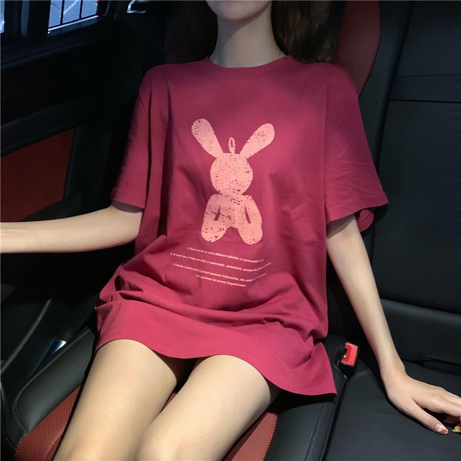 

Pure cotton t-shirt women s summer 2025 girlfriend dress rose red pink pure cotton spring and autumn round neck ns loose short sleeve tide XXXL