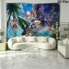 Genshin Impact Poster Wall Tapestry Aesthetic Wall Hanging Printed Fabric Blanket Decorative Tapestries for Bedroom Living Room Home Decor