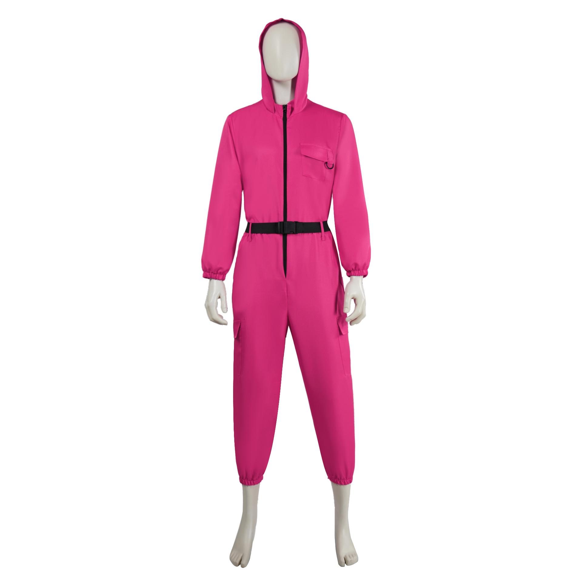 

Бумажные деньги Дом Кальмар Игра Хэллоуин Дали Взрослый Инструменты Цельный триллер Фильм Косплей Костюм XS розы красного