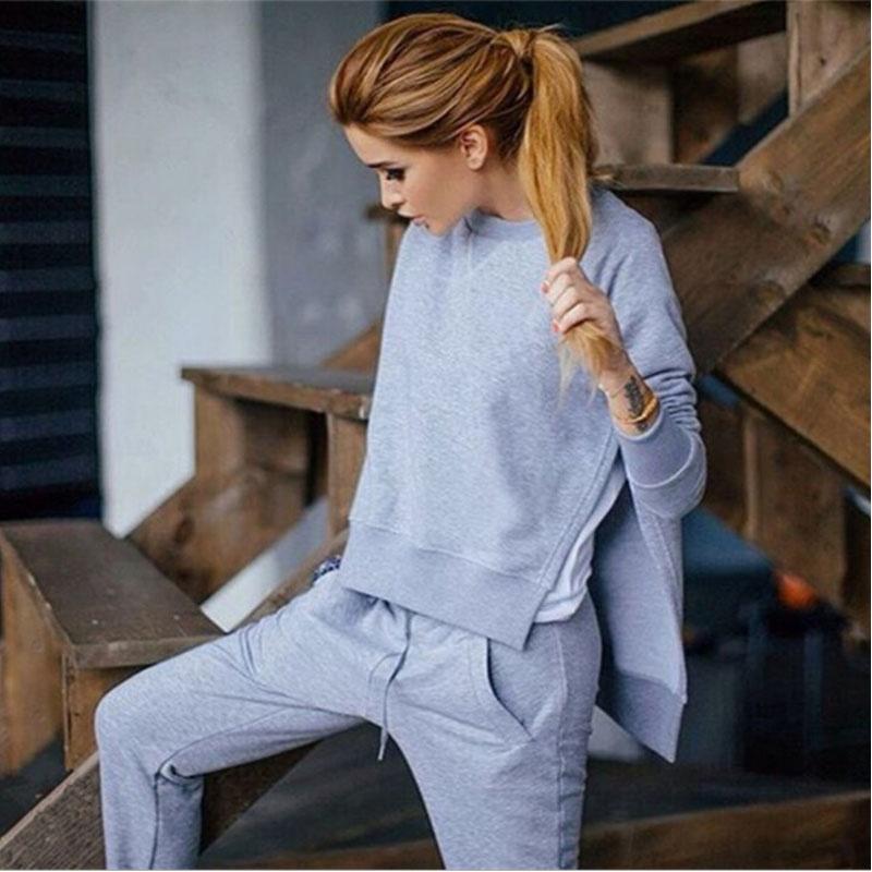 Tuta da Ginnastica da Donna Felpe con Cappuccio Pantaloni Set Colore Unico Abbigliamento Sportivo Casual Tuta 2 Pezzi Per Comfort Tutto il Giorno