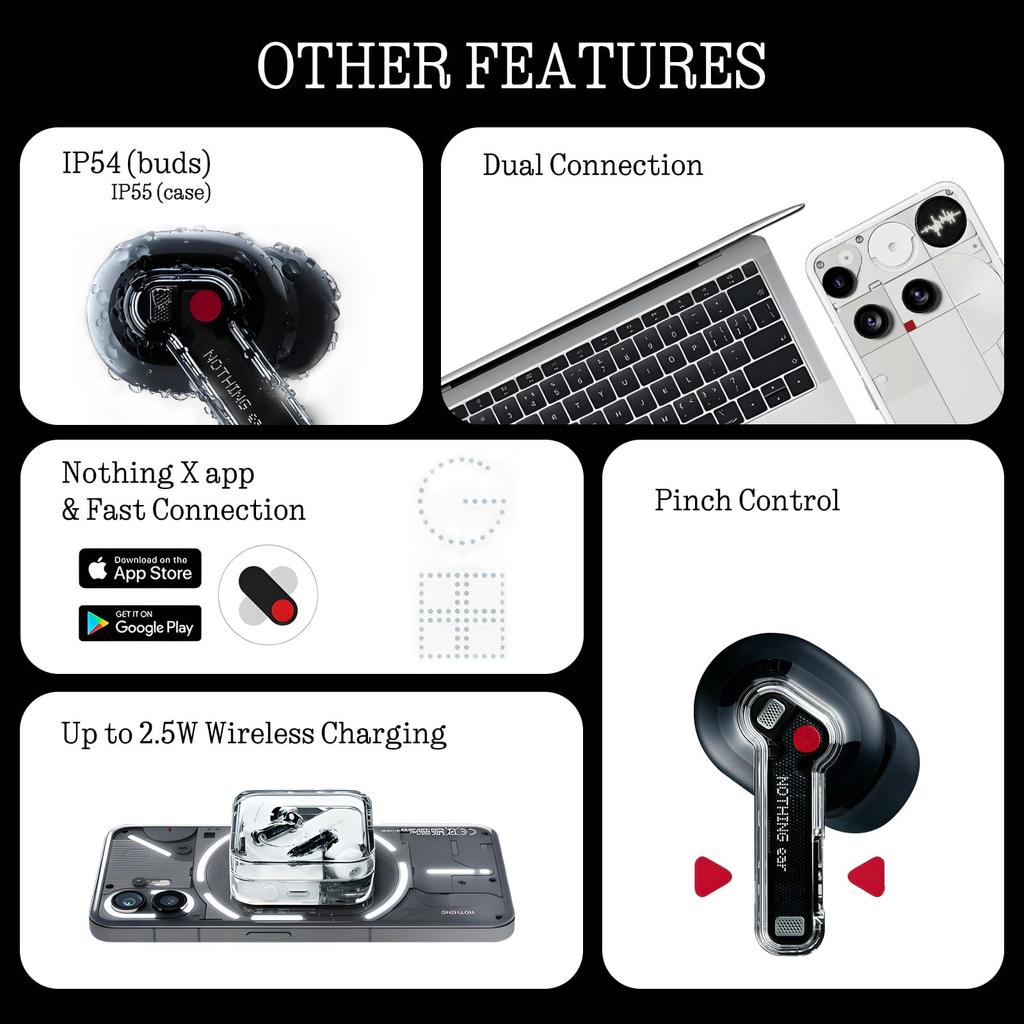2025 Gold Award Nothing Wireless NOISE CHATGPT Hours of Battery Ambient Sound and Audio Support [VGP Winner] Earphones, CANCELING, Compatible,