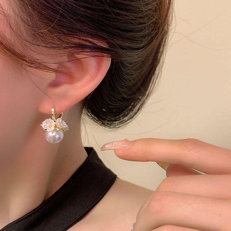 Trend Elegant Delicate Sweet Lovely Multi-Flower Pearl Earrings For Women Temperament Jewelry Party Premium G