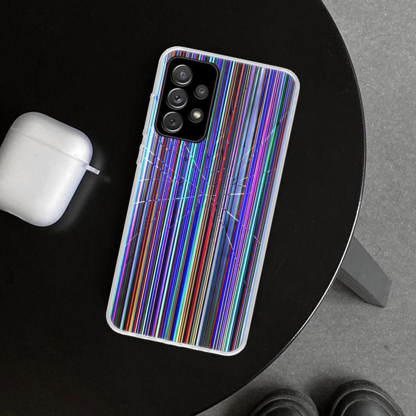 Broken Phone Screen Phone Case Cover for Samsung Galaxy A12 A22 A32 A52 A72 A02S A51 A50S A31 A20S A10S Note 20 Ultra 10 Plus Ga