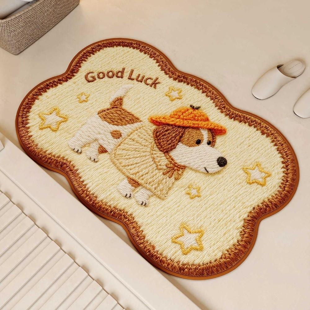 New 40*60cm Diatom Mud Mat Woven Texture Cute Pattern Puppy Mat Quick-Dry Feature Cartoon Design Non-Slip Rug Vanity Area
