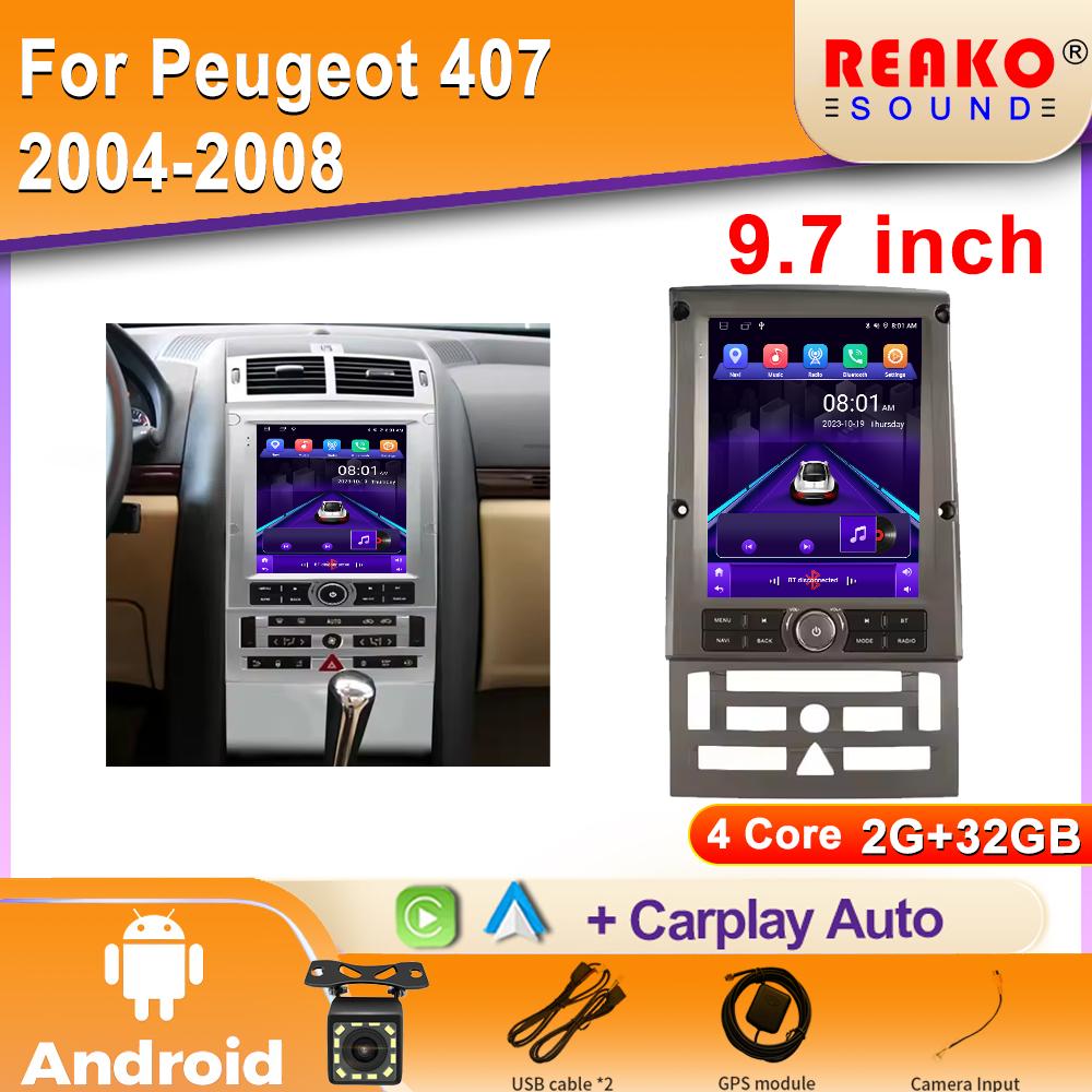 9.7 Inch Android For Peugeot 407 2004-2008 Tesla Style Car Radio Stereo Multimedia Video Player DVD GPS Navigation 2din BT