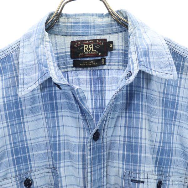 RRL 90s Black tag, initial tag, red three stars Check Pattern Short sleeve shirt Men's Used