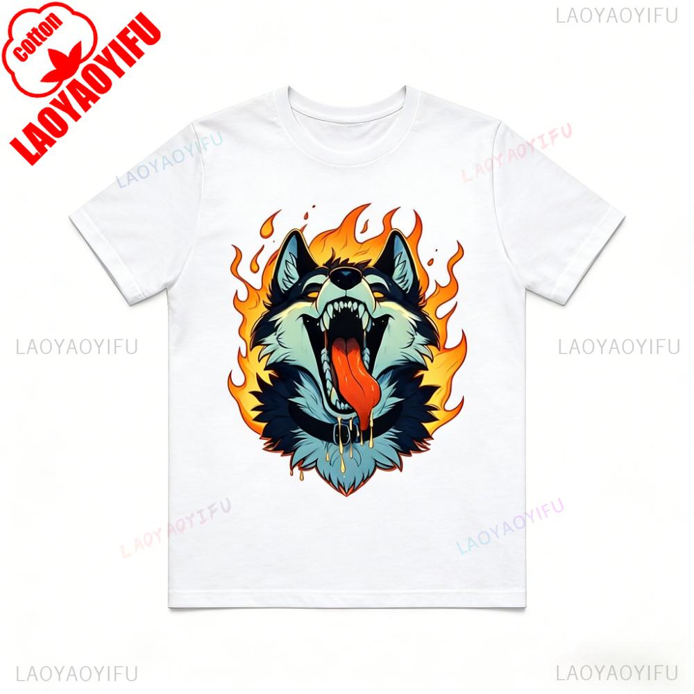 Yiff in Hell Furry Shirt Fursona Fandom Tshirt Hot Furry Wolf Printed TShirt Modern and Trendy Mens Tee Cosplay Role Play Tops