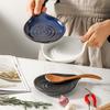 Stove Side Spoon Rest Dish for Home Cooking, Plain Look Rest with Ridged Middle and Sauce Saving Tip for Counters