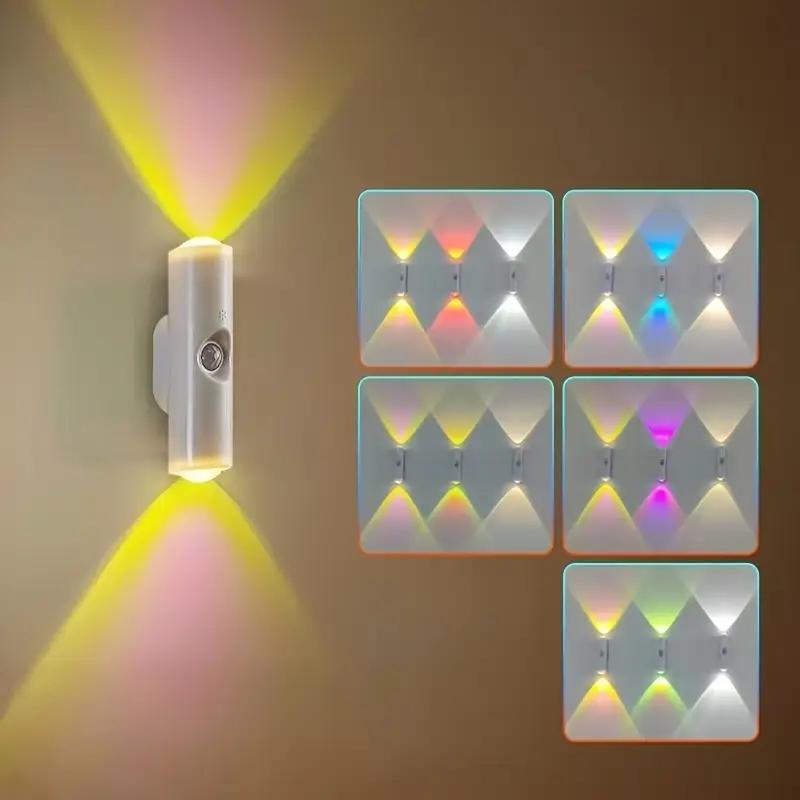 1/2/3pcs Walnut Color LED Smart Light Motion Sensor Charging LED Wall Light Suitable for Corridors Kitchens Wardrobes Bedrooms