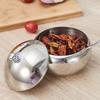 Stainless Steel Seasoning Jar Sugar Cereal Spice Bottle Bowl Drum-Shaped with Spoon Lid Kitchen Storage Pot Home Gadgets