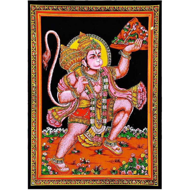Maa Lakshmi Goddess of Wealth & Prosperity - Cotton Tapestry, Traditional Cotton Print-Tapestry 40" x 30" Inches Wall Hanging Decor (Mata Lakshmi)