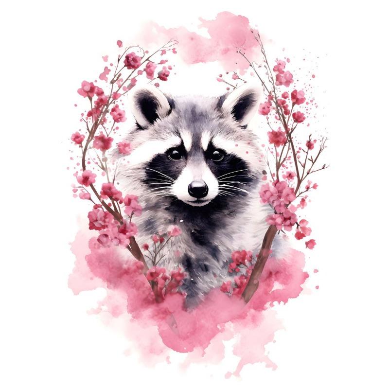 Aquarell-Poster mit Tieren, rosa Blumen, Eule, Hirsch, Pferd, Otter, Tiger und Koala – Leinwandbild, Wanddekoration für Wohnzimmer und Zuhause
