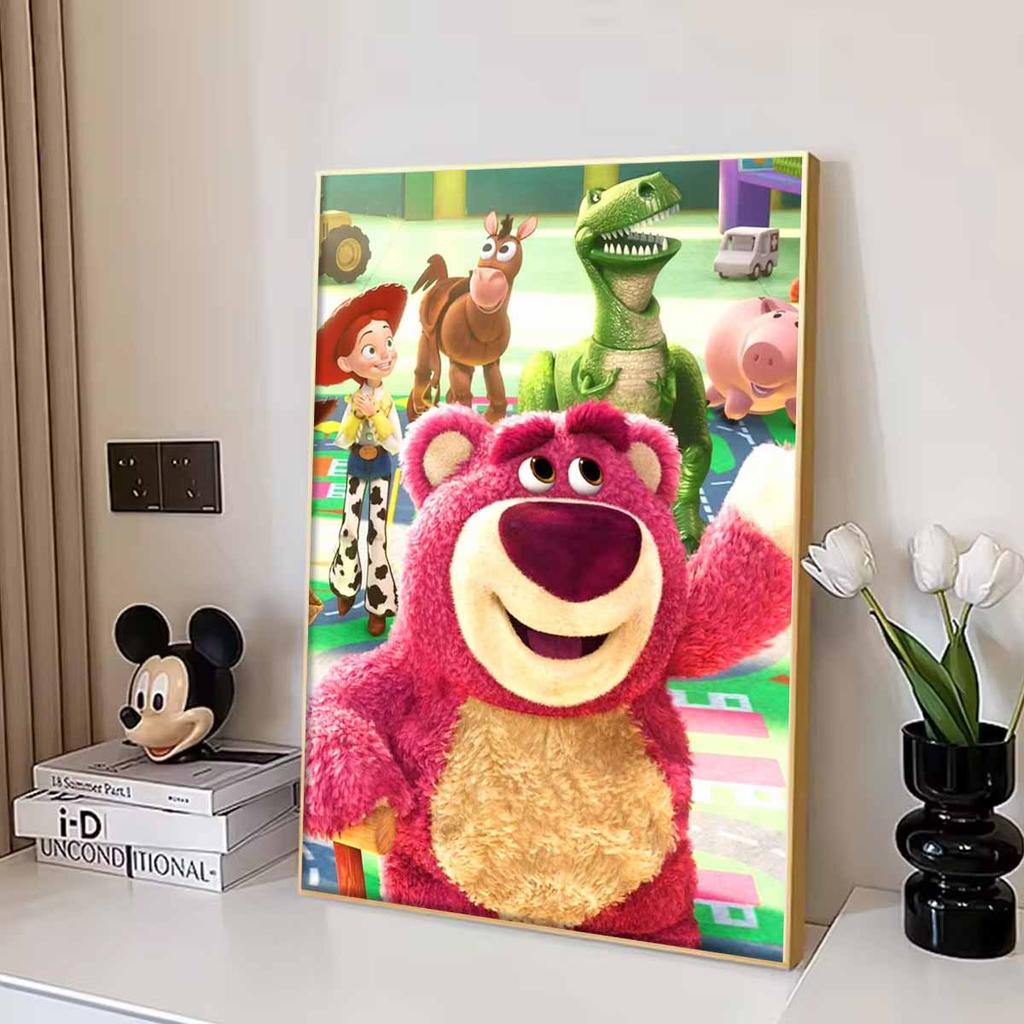 5D DIY Diamond Art Painting Kits for Adults, Toy Story Strawberry Bear Full Round Crystal Diamond Kits for Beginner for Home Wall Decorate