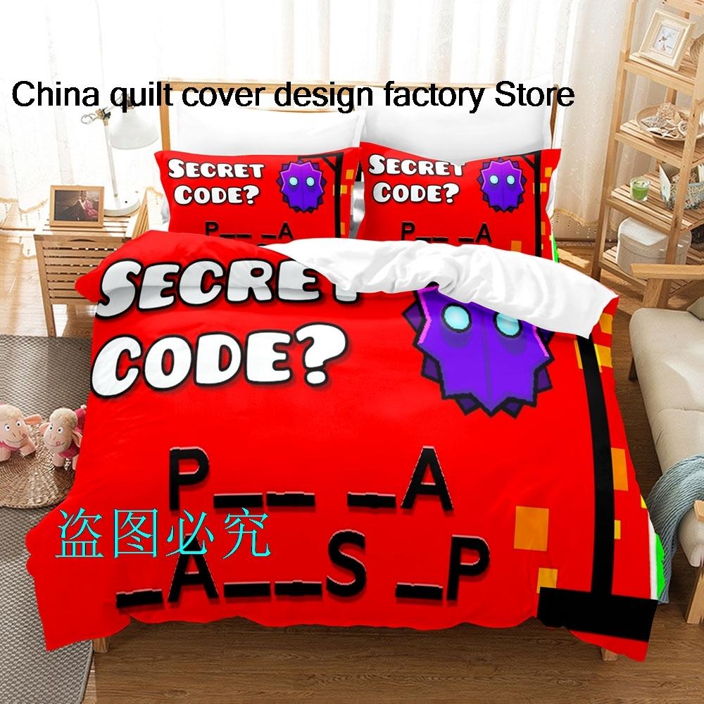 

Hip Hop Angry Geometry Dash Beding Set Single Twin Ful Quen King-Sized Dimensionsd Dimensions Bed Linen Set Adult People Kid Bedrom Duvetcover Sets 100*200cm Single