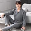Herren Pyjama Frühling und Herbst Verdickt Reine Baumwolle Langärmlig Loungewear Herbst und Winter Dünn Winter Gepolstert Luftbaumwolle Zwischenschicht