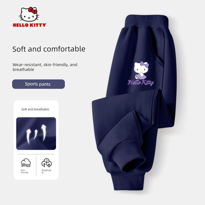 Hello Kitty Girls' Pants Spring and Autumn Thin Purple Stylish Casual Pants Children's Spring Sports Sweatpants Trendy
