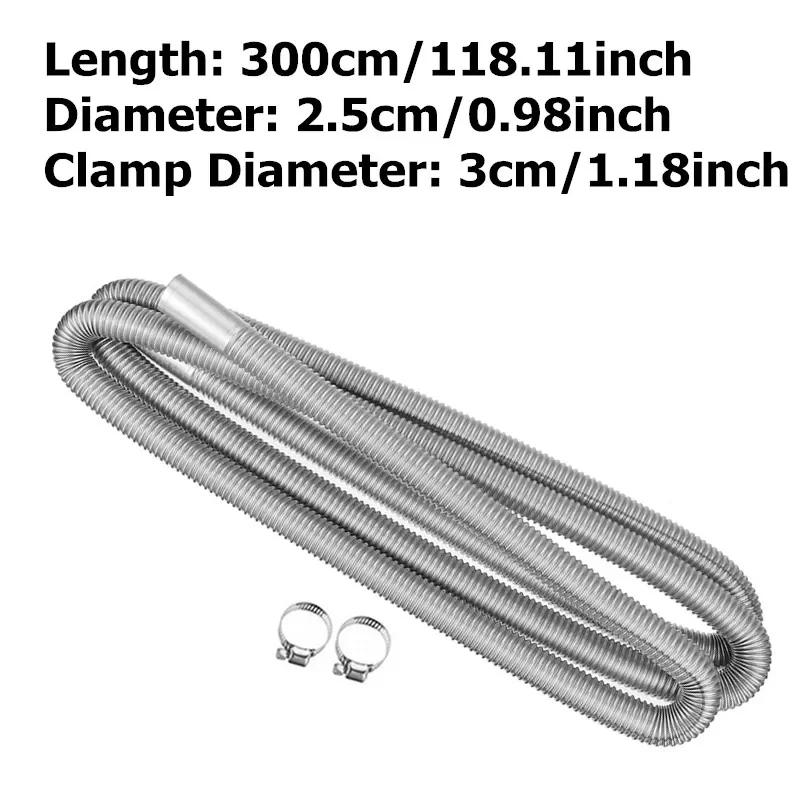 60cm-300cm Air Diesel Parking Heater Stainless Steel Exhaust Pipe Tube Vent Hose Elbow Connector w /Clamps For Car Truck Van