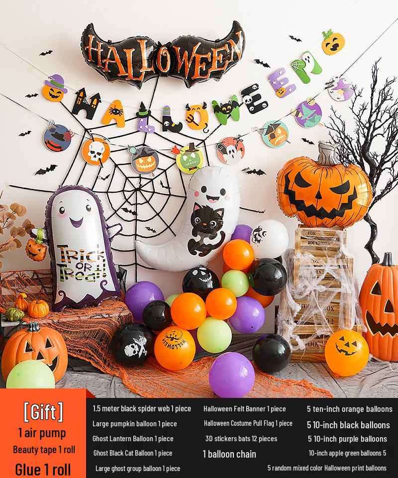 Halloween Kindergarten Party Wall Decor: Balloons & Props for Kids' Atmosphere
