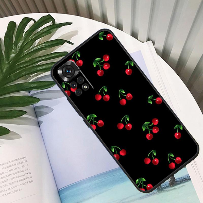 Food Fruit Red Cherry Case For Xiaomi Redmi Note 11 10 Pro Note 12 8 9 Pro 11S 10S 9S Redmi 10C 12C 9C 9T Coque