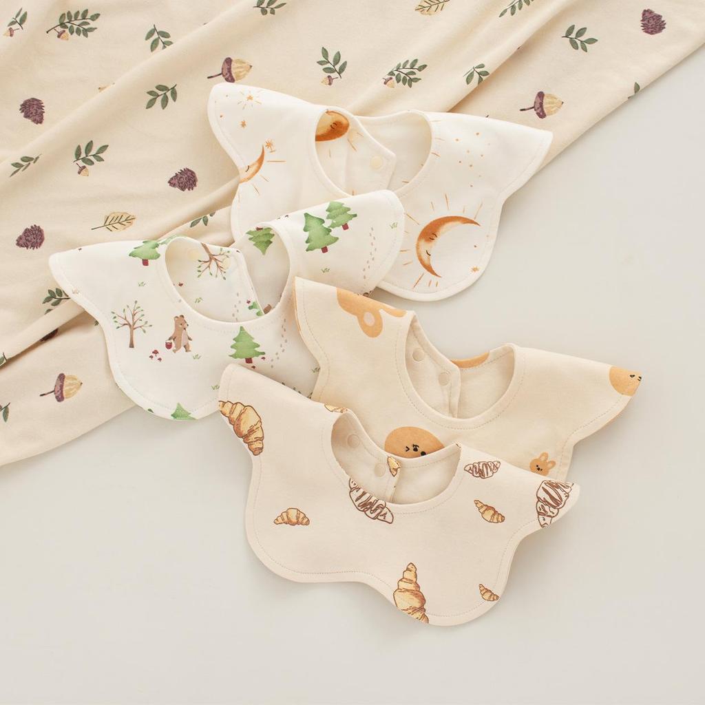 Unisex Pure Cotton 360° Petal-Shaped Absorbent Bib for Newborns