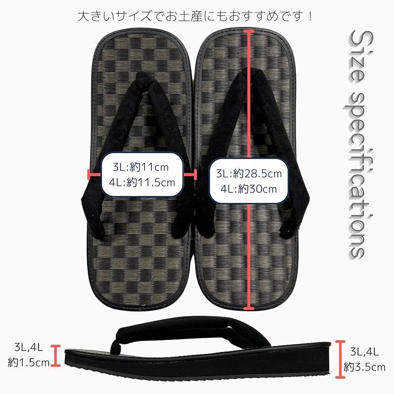Used [New] [Edo Ten] Seta Sandals Large Size Shiki Ame Sole Men's Black Checkered Rush 30cm Black 1 Shaku 4L 1