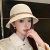 High Quality Daughter Gold White Australian Hair Bucket Hat Female Face Small Autumn and Winter French Small Basin Hat Elegant Dome Top Hat