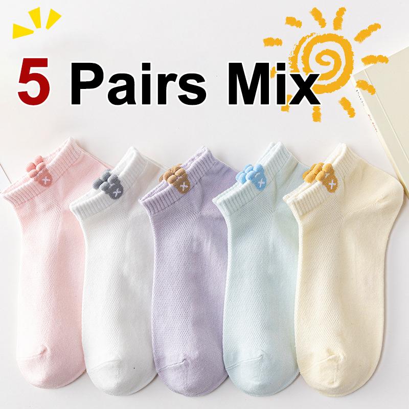 

5/10/20 пар женских летних вязаных носков с рисунком, впитывающих пот, дышащих, модных, с принтом, мягких, удобных, повседневных носков One Size