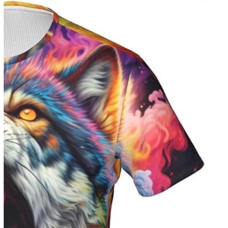Summer Wolf 3D Digital Printed Animal Fashion Short Sleeved Men's T-shirt