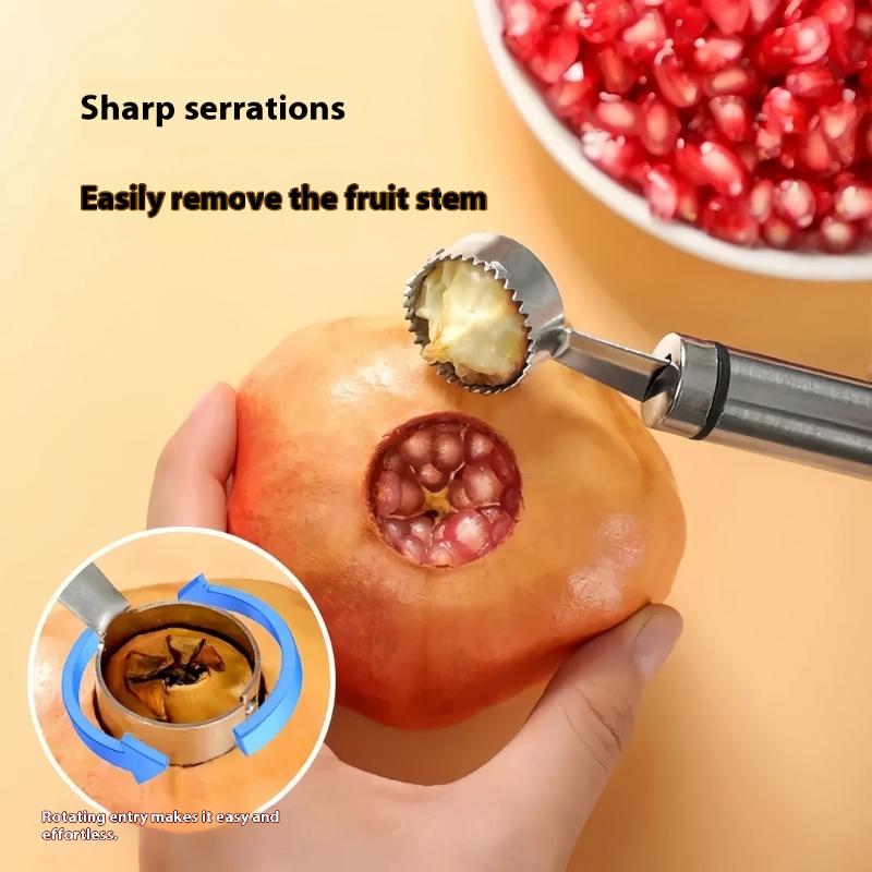 Doppelkopf Granatapfel-Fruchtschneider Multifunktionales Edelstahl Grapefruitmesser Orangenschäler Fruchtöffner Küchenwerkzeug