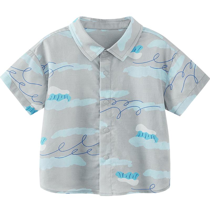 Minibala Boys' Summer Cotton Blend Short Sleeve Shirt
