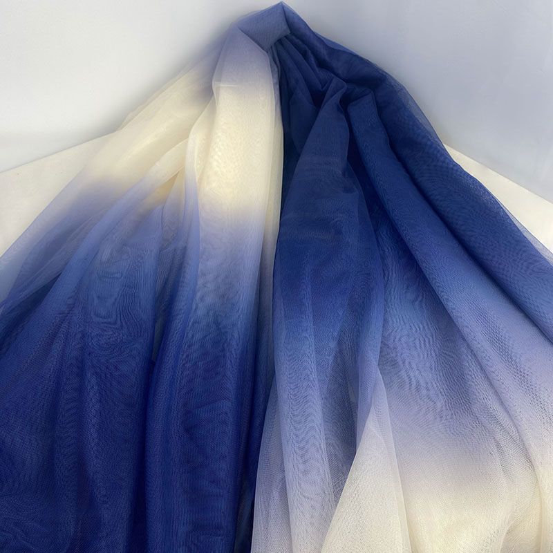 Gradient Rainbow Tulle Fabric Star Sequin By The Meter for Dress Hanfu Wedding Package DIY Sewing Cloth Soft Thin Draping Blue