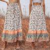 Summer Women's Skirt Ethnic Split Skirt Slim Tie Floral Half-body Skirt
