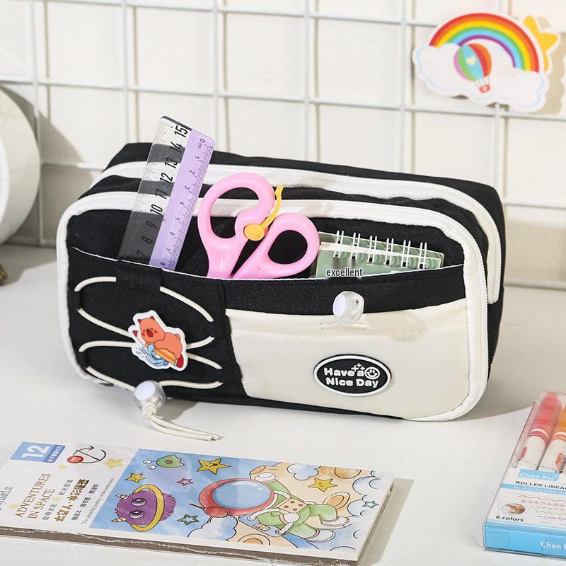 Cute Cheese Pencil Case: High Capacity, Multi-layer Stationery Bag for Students