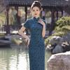 Mavi ulusal tarz, yeni Çin Suzhou uzun cheongsam, geliştirilmiş genç 1011 yeni kadın yüksek kaliteli hissi, günlük giyim